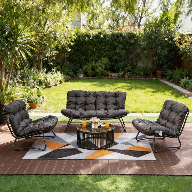 Furniture Maxi 4‑Seater Outdoor Sofa Set with Coffee Table in Dark Grey - image 1