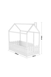 Living and Home Wooden House Children's Bed with Fence and Roof in White - thumbnail 5
