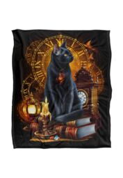 JQ Licensing En Black Cat Time Clocks Silky Touch Super Soft Throw Blanket 152 X 127 cm in White - thumbnail 1