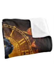JQ Licensing En Black Cat Time Clocks Silky Touch Super Soft Throw Blanket 152 X 127 cm in White - thumbnail 3