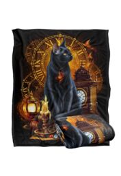 JQ Licensing En Black Cat Time Clocks Silky Touch Super Soft Throw Blanket 152 X 127 cm in White - thumbnail 2