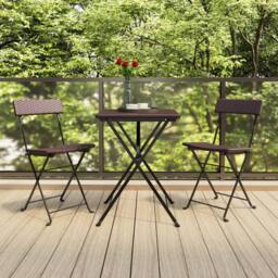 Berkfield Home Beautiful Folding Bistro Chairs 2 pcs Brown Poly Rattan & Steel - thumbnail 2