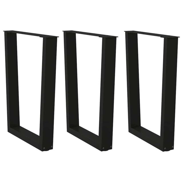 Berkfield Home Dining Table Legs V-Shape 3 pcs Black 70x(72-73.3) cm Steel - image 1