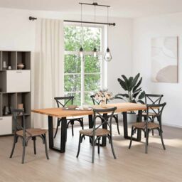 Berkfield Home Dining Table Legs V-Shape 3 pcs Black 70x(72-73.3) cm Steel - thumbnail 2