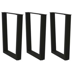 Berkfield Home Dining Table Legs V-Shape 3 pcs Black 70x(72-73.3) cm Steel - thumbnail 1