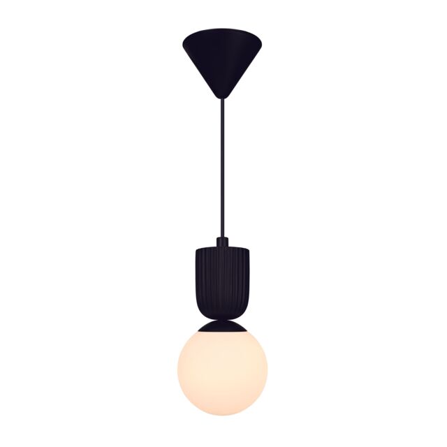 Nordlux Premium Indoor Pendant Light Black Ceramic E14 Ribbed - Mains Powered, IP20 - image 1