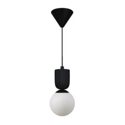 Nordlux Premium Indoor Pendant Light Black Ceramic E14 Ribbed - Mains Powered, IP20 - thumbnail 3