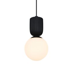 Nordlux Premium Indoor Pendant Light Black Ceramic E14 Ribbed - Mains Powered, IP20 - thumbnail 4