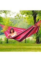 Amazonas Salsa Double Hammock - Weatherproof Cotton, Brazilian Style in Burgundy - thumbnail 2