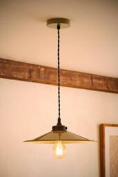 ValueLights Hampstead Metal Rolled Edge Tapered Flush Ceiling Light with Bulb in Olive - thumbnail 1