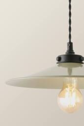 ValueLights Hampstead Metal Rolled Edge Tapered Flush Ceiling Light with Bulb in Olive - thumbnail 4