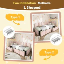 BTM Pink Velvet 3FT Daybed with Storage Drawers & Slatted Frame - thumbnail 8