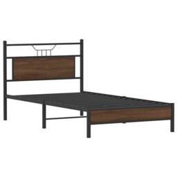 Berkfield Home Bed Frame without Mattress Brown Oak 107x203 cm Engineered Wood - thumbnail 3