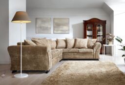 Abakus Direct Farrow Crushed Chenille Corner Sofa in Brown - thumbnail 1
