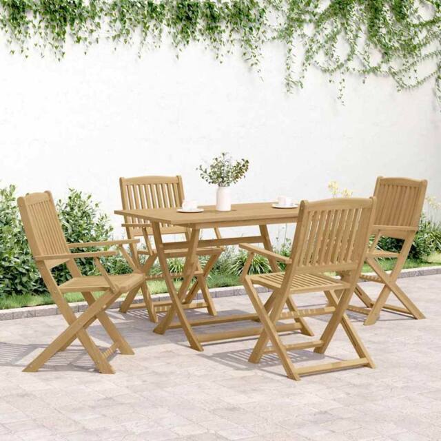 Berkfield Home Beautiful Folding Garden Chairs 4 pcs 57.5x54.5x90 cm Solid Wood in Light Brown - image 1