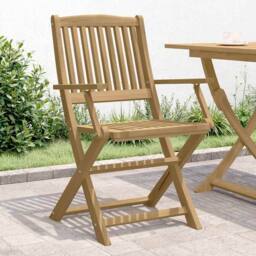 Berkfield Home Beautiful Folding Garden Chairs 4 pcs 57.5x54.5x90 cm Solid Wood in Light Brown - thumbnail 2