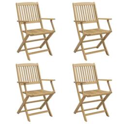 Berkfield Home Beautiful Folding Garden Chairs 4 pcs 57.5x54.5x90 cm Solid Wood in Light Brown - thumbnail 3