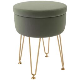 HOMCOM 5L Velvet Footstool with Removable Lid for Bedroom in Green - thumbnail 2