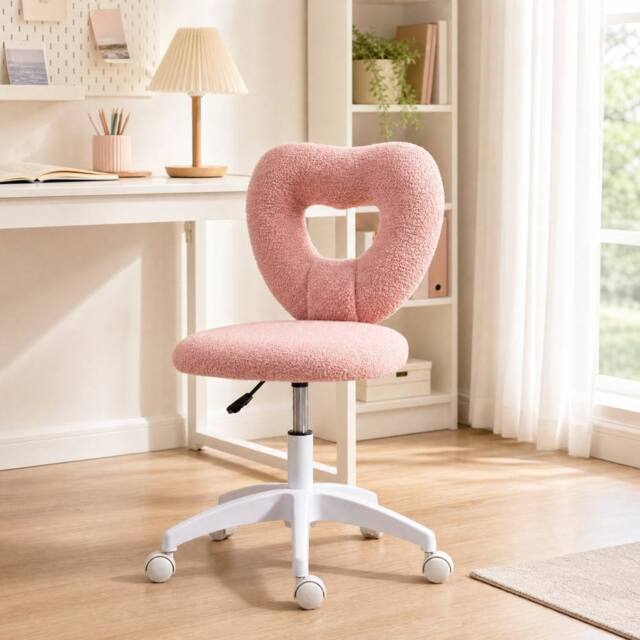 STILVORA Office Chair Height Adjustable with Swivel Wheels Pink - image 1