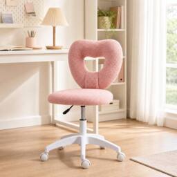 STILVORA Office Chair Height Adjustable with Swivel Wheels Pink - thumbnail 1