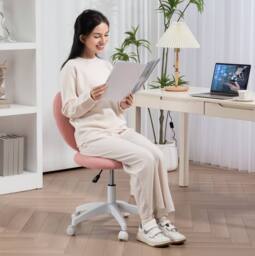 STILVORA Office Chair Height Adjustable with Swivel Wheels Pink - thumbnail 2