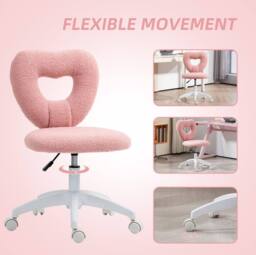 STILVORA Office Chair Height Adjustable with Swivel Wheels Pink - thumbnail 8