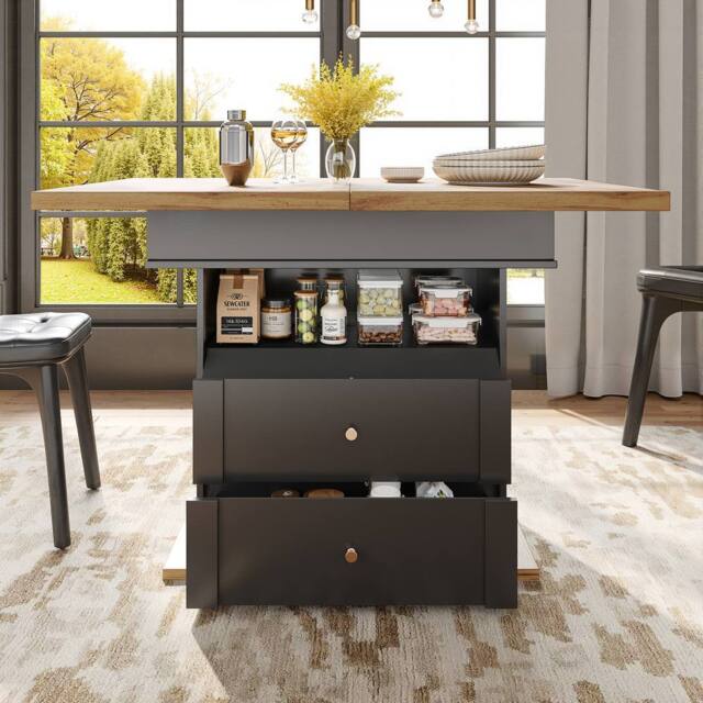 BTM Black Extendable Dining Table, 110 - 140×80cm, 4 - 6 Seats - image 1