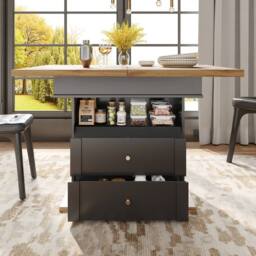BTM Black Extendable Dining Table, 110 - 140×80cm, 4 - 6 Seats
