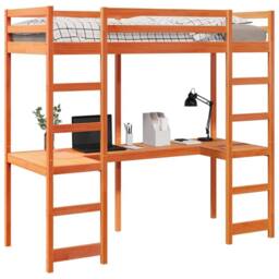 Berkfield Home Loft Bed Frame without Mattress Wax Brown 80x200 cm Solid Wood Pine - thumbnail 4