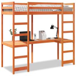 Berkfield Home Loft Bed Frame without Mattress Wax Brown 80x200 cm Solid Wood Pine - thumbnail 1