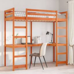 Berkfield Home Loft Bed Frame without Mattress Wax Brown 80x200 cm Solid Wood Pine - thumbnail 2