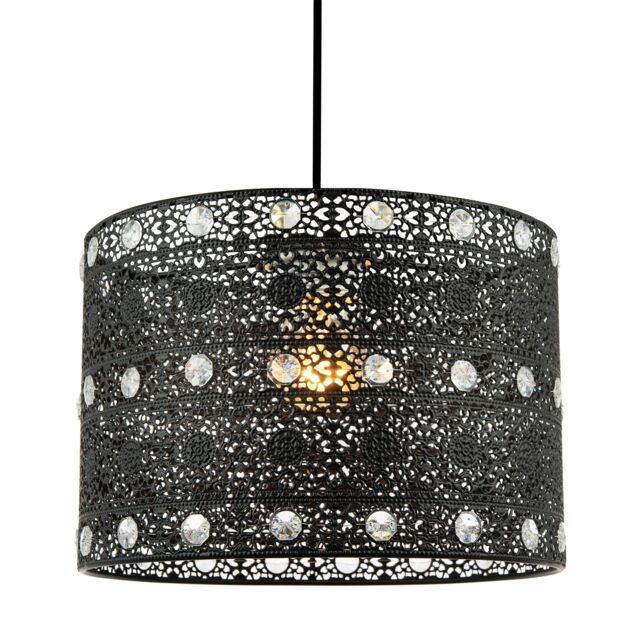 Happy Homewares Antique Acrylic Gem Moroccan Style Chandelier Pendant Light Shade in Black - image 1