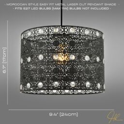 Happy Homewares Antique Acrylic Gem Moroccan Style Chandelier Pendant Light Shade in Black - thumbnail 6