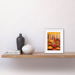 "Artery8 Wall Art Print The Spice Market Herbs & Spices Colourful Kitchen Artwork Framed 9X7 Inch in White - Size: W7"" x H9""" - thumbnail 2