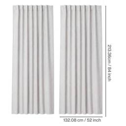 KORVIXA 100% Blackout Curtains Thermal Linen in Light Grey - Size: 100 cm - 150 cm - thumbnail 2
