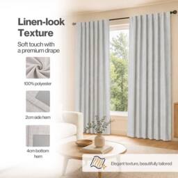 KORVIXA 100% Blackout Curtains Thermal Linen in Light Grey - Size: 100 cm - 150 cm - thumbnail 5