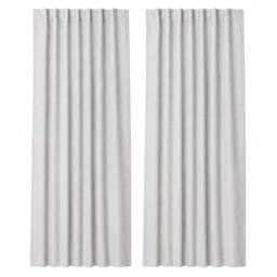 KORVIXA 100% Blackout Curtains Thermal Linen in Light Grey - Size: 100 cm - 150 cm