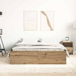 Berkfield Home Bed Frame without Mattress Artisan Oak 140x190cm Engineered Wood in Brown - Size: 140x190 cm - thumbnail 3
