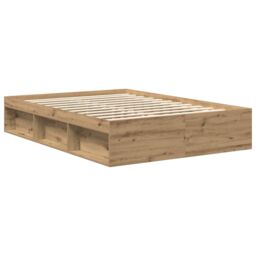 Berkfield Home Bed Frame without Mattress Artisan Oak 140x190cm Engineered Wood in Brown - Size: 140x190 cm - thumbnail 4