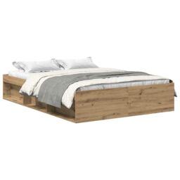 Berkfield Home Bed Frame without Mattress Artisan Oak 140x190cm Engineered Wood in Brown - Size: 140x190 cm - thumbnail 2