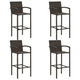 Berkfield Home 5 Piece Outdoor Bar Set with Armrest Poly Rattan Brown - thumbnail 3