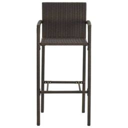Berkfield Home 5 Piece Outdoor Bar Set with Armrest Poly Rattan Brown - thumbnail 5