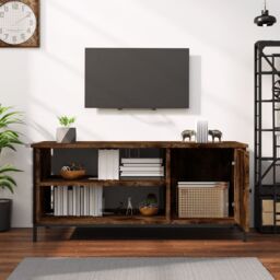 Berkfield Home TV Cabinet Smoked Oak 100x40x45 cm Engineered Wood in Brown - Size: 100 x 40 x 45 cm - thumbnail 3