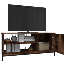 Berkfield Home TV Cabinet Smoked Oak 100x40x45 cm Engineered Wood in Brown - Size: 100 x 40 x 45 cm - thumbnail 4
