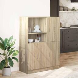 Berkfield Home 2 Piece Kitchen Cabinet Set Sonoma Oak Engineered Wood in Brown - thumbnail 3