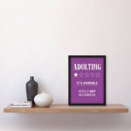 Artery8 Adulting Funny Review Would Not Recommend Framed Wall Art Print in Purple - Size: A4 - thumbnail 4