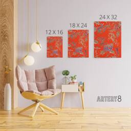 "Artery8 Bold Abstract Floral Pattern Canvas Wall Art Print Shin Bijutsukai in Red - Size: W18"" x H24""" - thumbnail 4