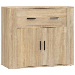 Berkfield Home Sideboard Sonoma Oak 80x33x70 cm Engineered Wood in Beige - Size: 80 x 33 x 70 cm - thumbnail 3
