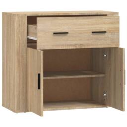 Berkfield Home Sideboard Sonoma Oak 80x33x70 cm Engineered Wood in Beige - Size: 80 x 33 x 70 cm - thumbnail 4