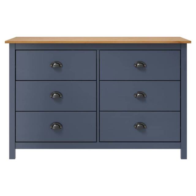 Berkfield Home Sideboard Hill Grey 125x40x80 cm Solid Pine Wood in Dark Navy - Size: 125 x 40 x 80 cm - image 1